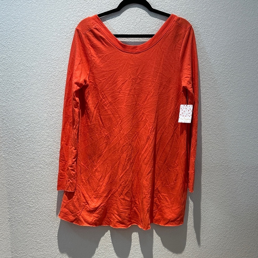 Free People Beach Women's Orange Long Sleeve tunic top nwt size xs